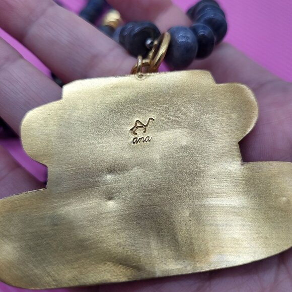 Ana Srdic S Africa Lapis Lazuli Beaded Gold Vermeil Amethyst Cabochon Necklace - Picture 11 of 14